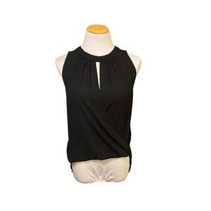 Monteau Sleeveless High Low Faux Wrap Top